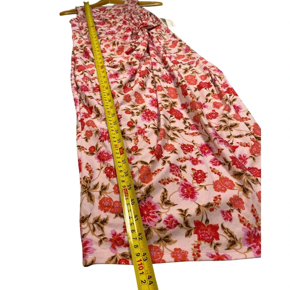 Nine Britton Pink Floral Sleeveless Twist Front Midi Dress MP NWT Stretch Wrap - Picture 8 of 9